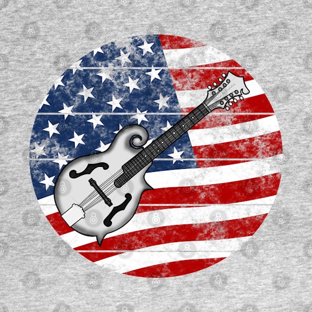 Mandolin USA Flag Mandolinist Folk Musician 4th July by doodlerob